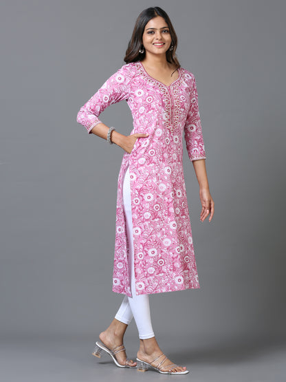 Cotton Embroidery Block Printed Long Kurta