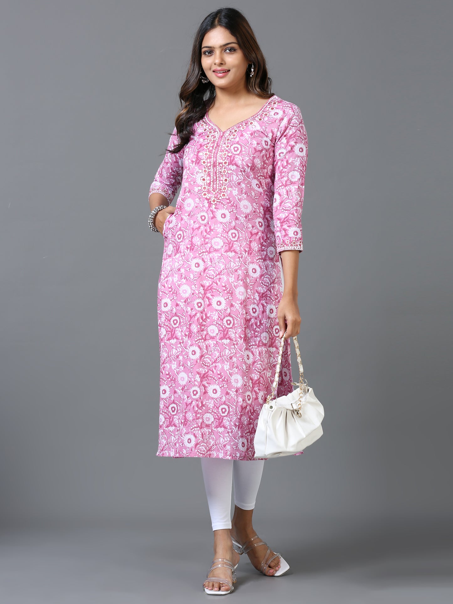 Cotton Embroidery Block Printed Long Kurta