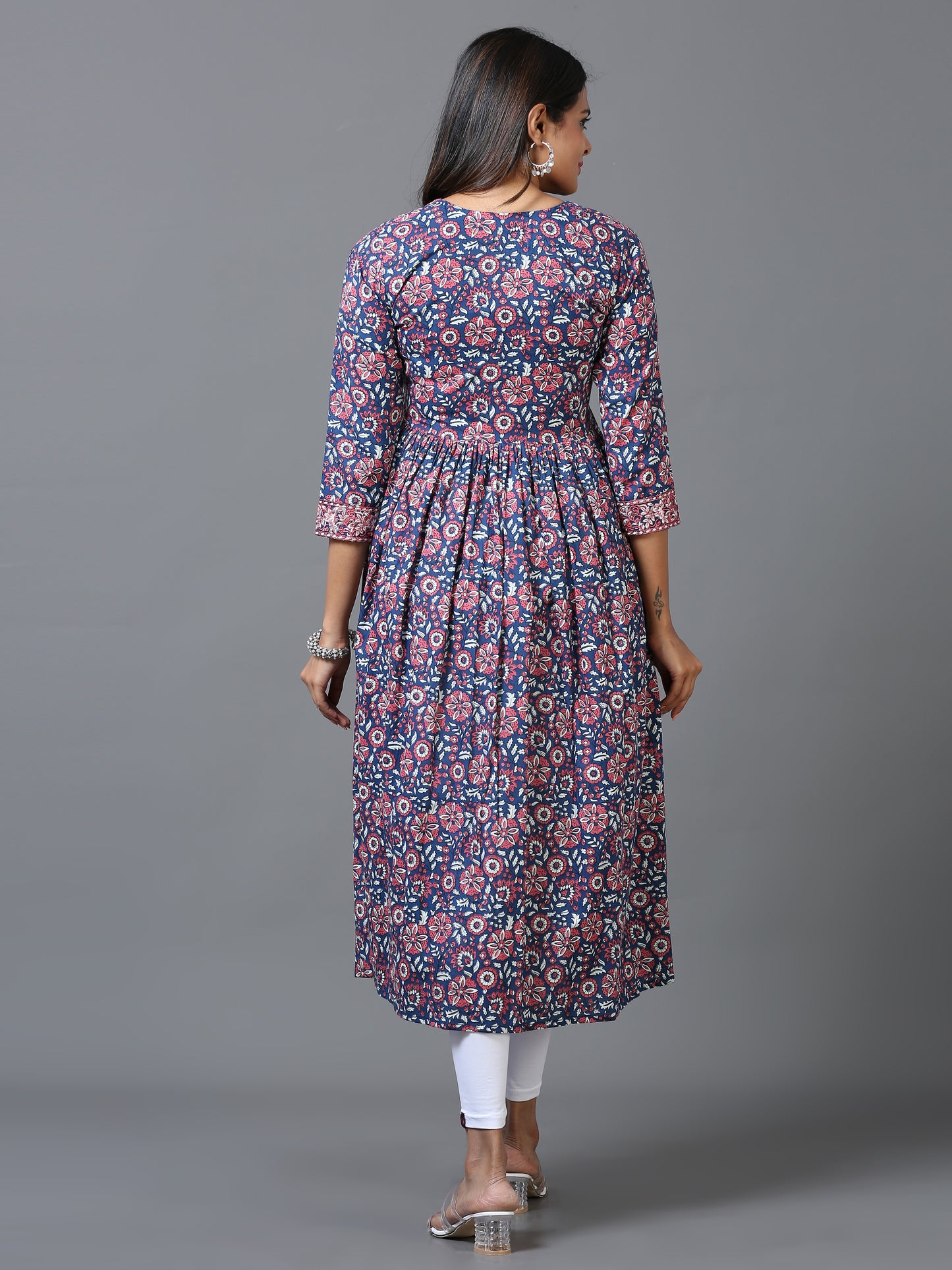 Cotton Embroidered Aliya Cut Long Kurta