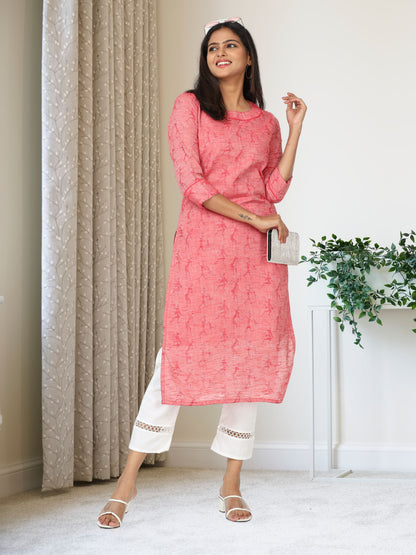 Cotton Jacquard Long Kurta