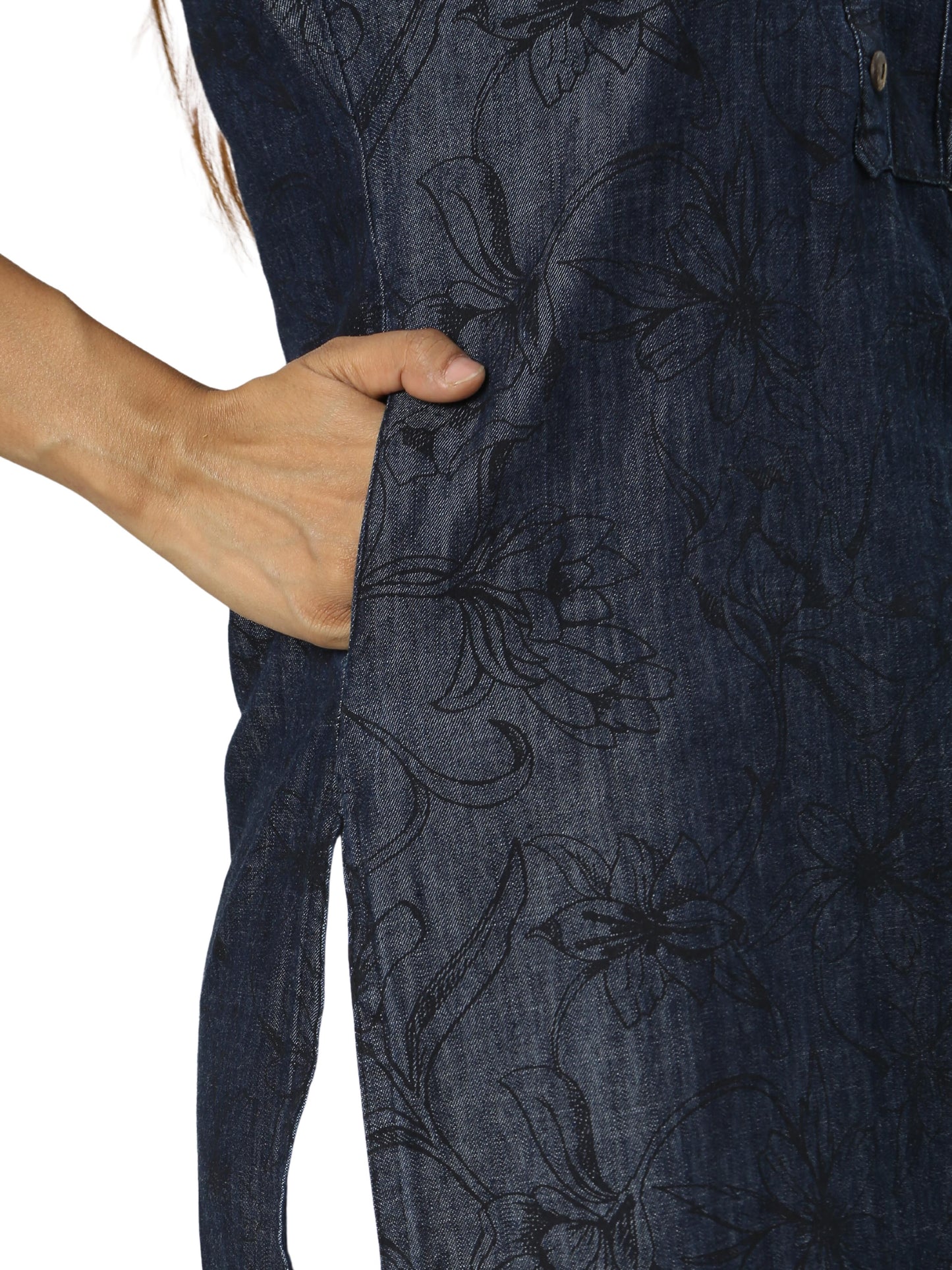 Cotton Denim Printed Long Kurta