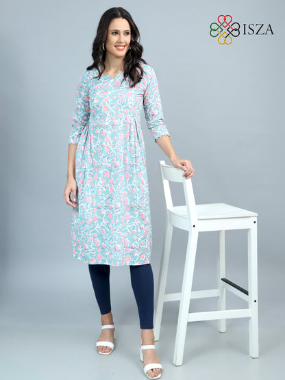 Cotton Block Printed Front Loop Kurta