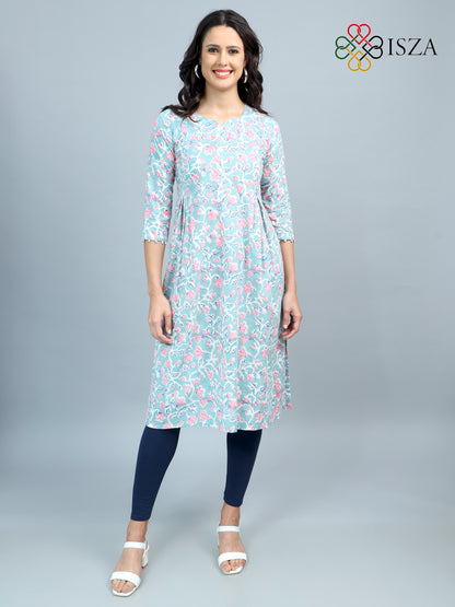 Cotton Block Printed Front Loop Kurta