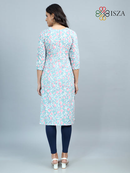 Cotton Block Printed Front Loop Kurta