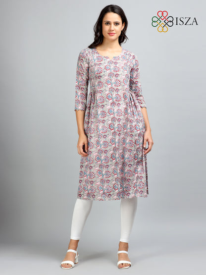 Cotton Block Printed Front Loop Long Kurta