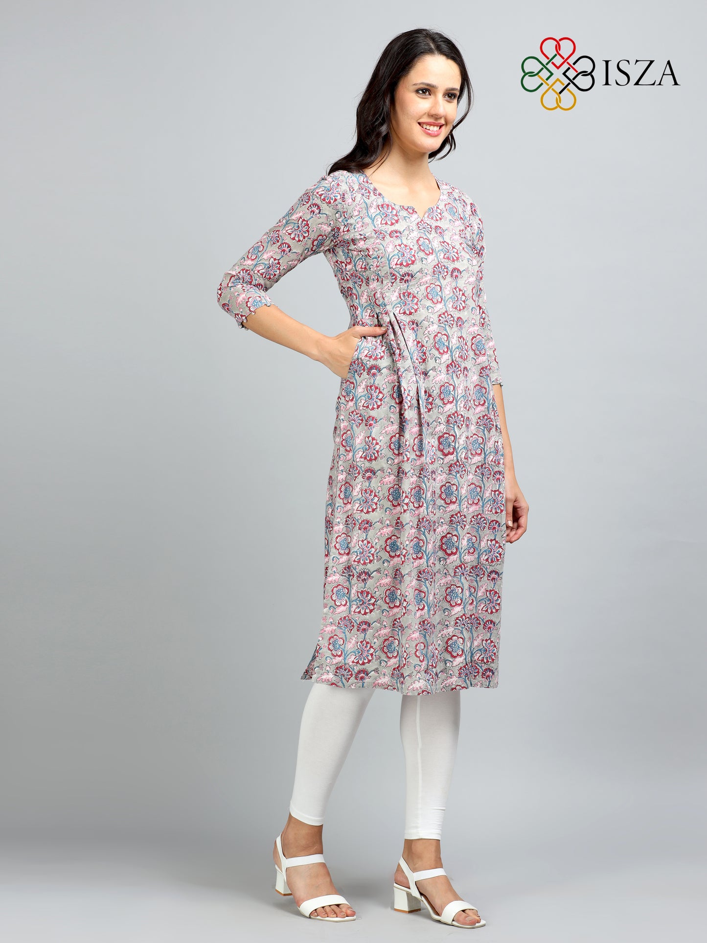 Cotton Block Printed Front Loop Long Kurta