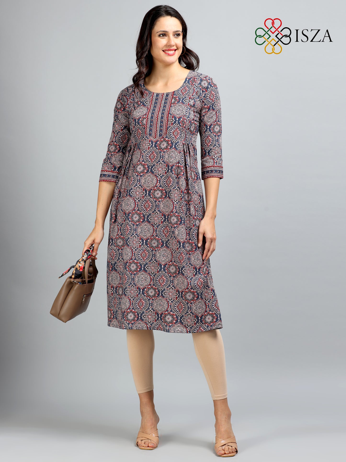 Cotton Ajrakh Printed Front Loop Kurta