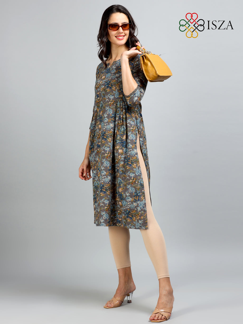 Cotton Flax Discharge Printed Front Loop Kurta