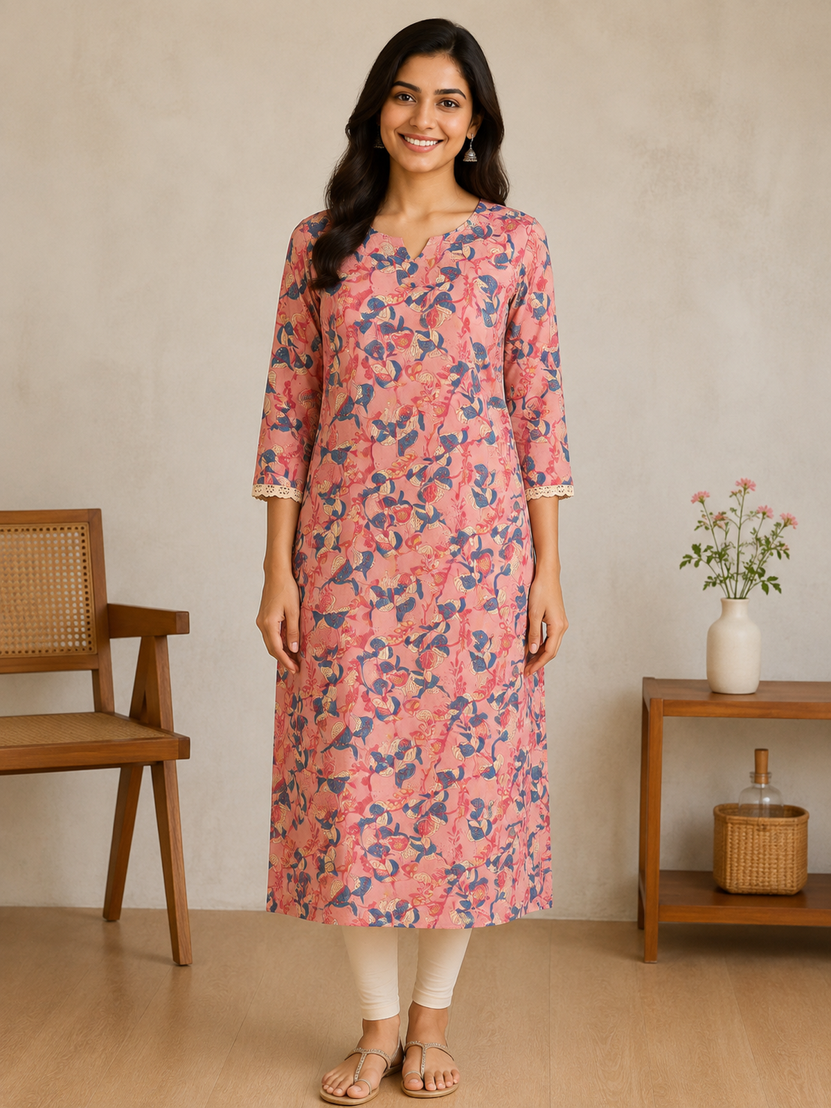 Gulabi Cotton Printed Long Kurta
