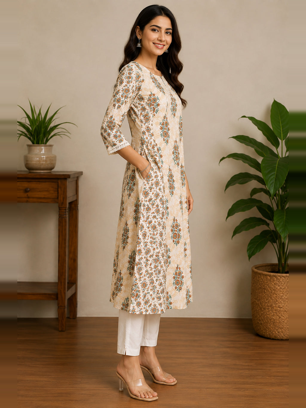 Aarini Cotton Printed Princes Cut Long Kurta