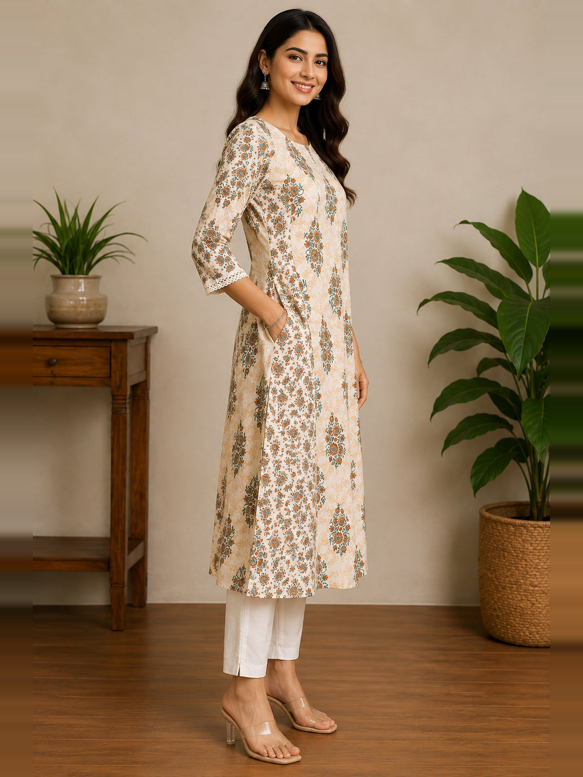 Aarini Cotton Printed Princes Cut Long Kurta