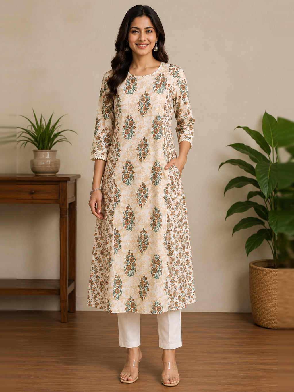 Aarini Cotton Printed Princes Cut Long Kurta