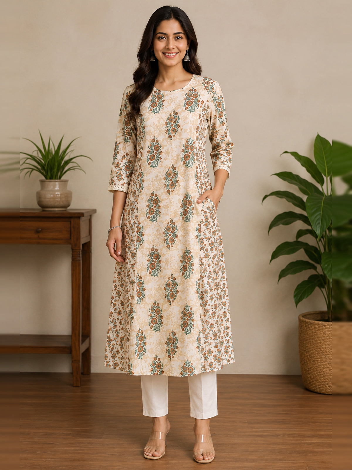 Aarini Cotton Printed Princes Cut Long Kurta