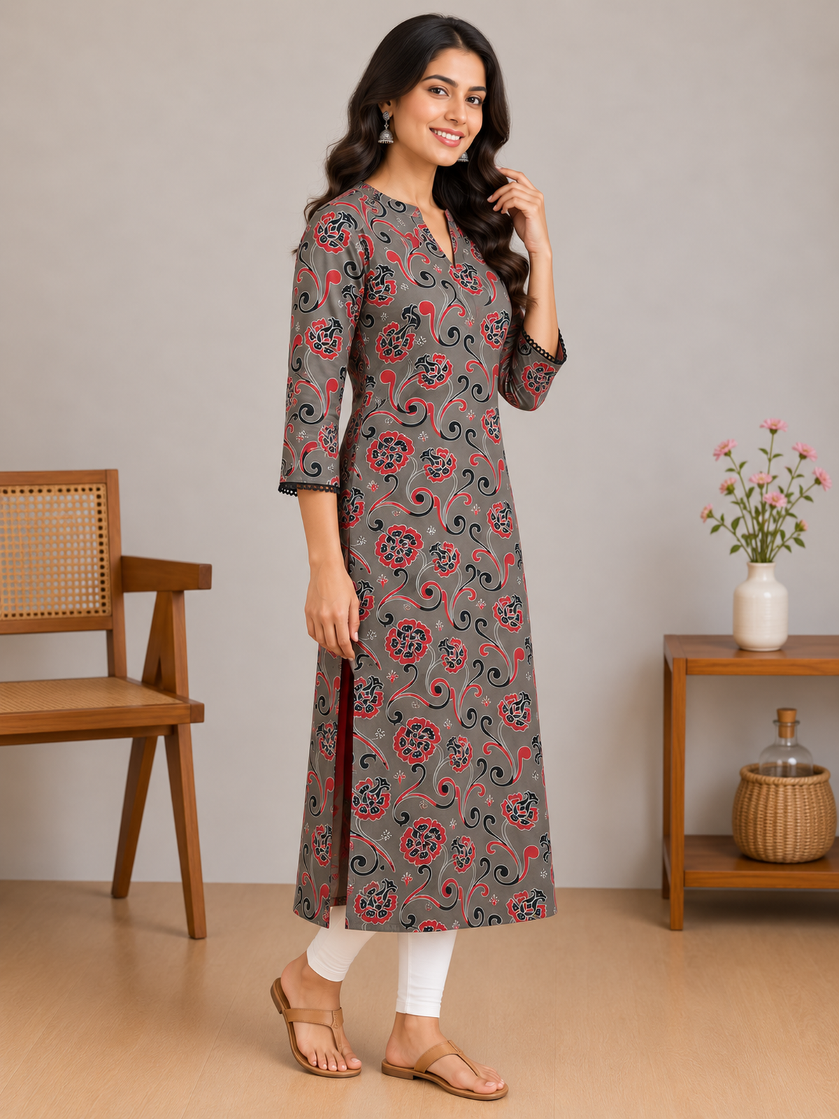 Riwa Cotton Printed Long Kurta