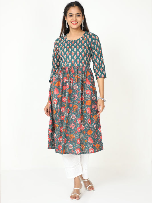 Cotton Block Printed Long Kurta