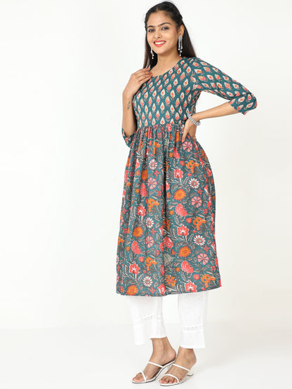 Cotton Block Printed Long Kurta