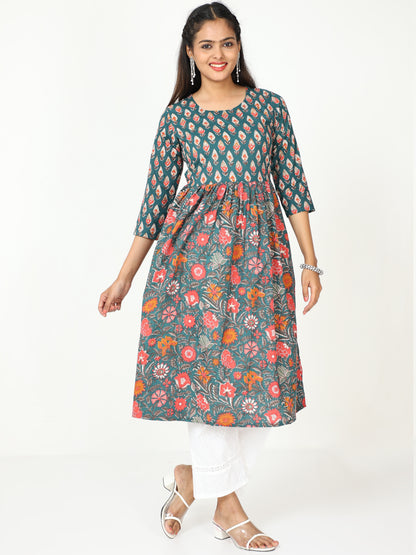 Cotton Block Printed Long Kurta