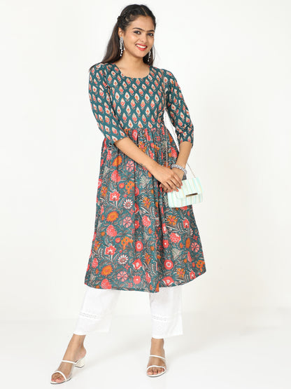 Cotton Block Printed Long Kurta