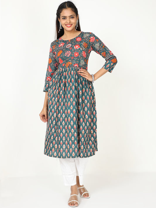 Cotton Block Printed Long Kurta