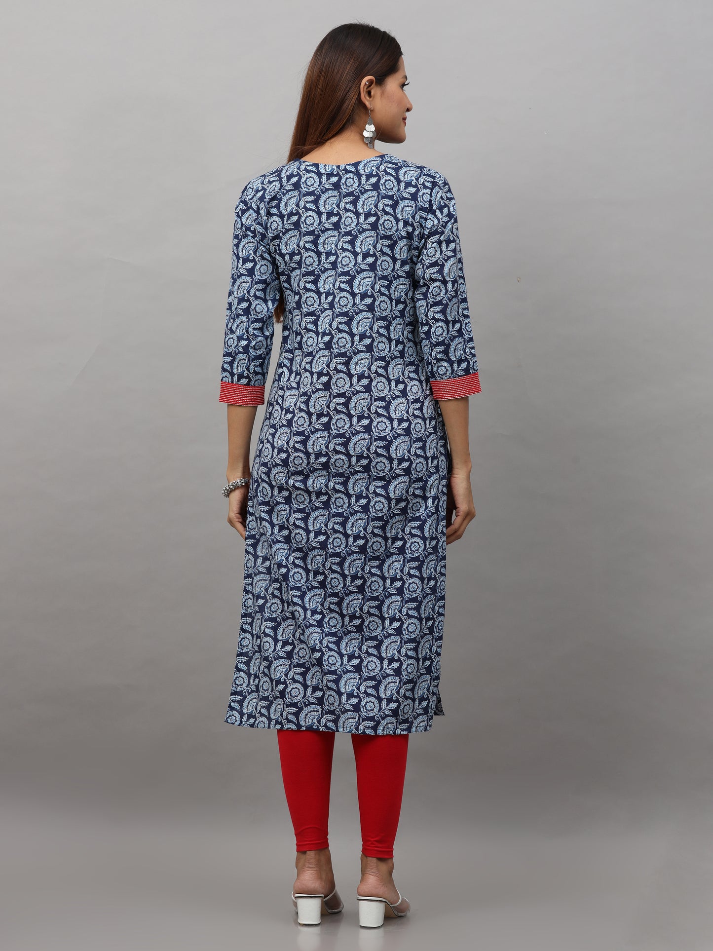 Cotton Block Printed Embroidered Long Kurta