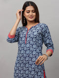 Cotton Block Printed Embroidered Long Kurta