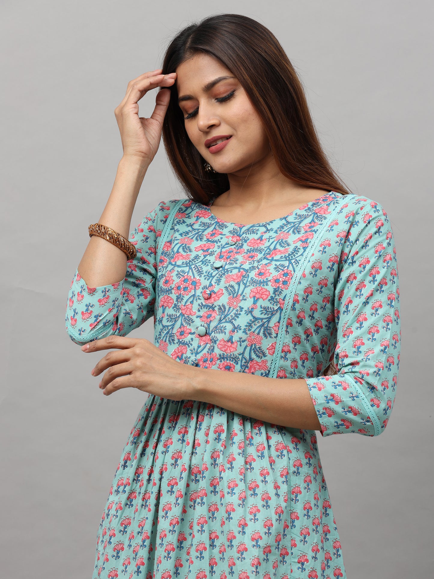 Cotton Block Printed Long Kurta