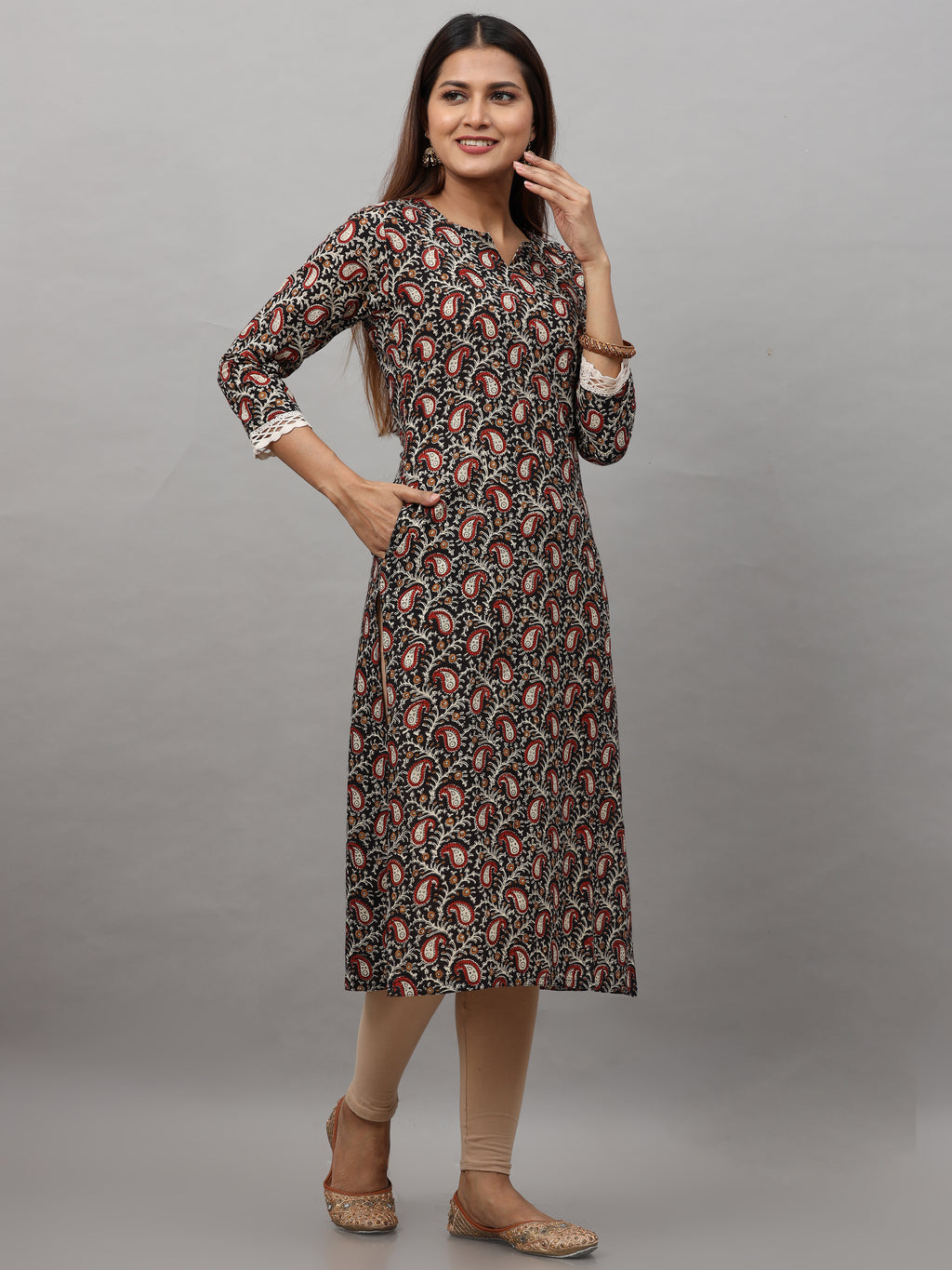 Cotton Ajrakh Block Printed Long Kurti
