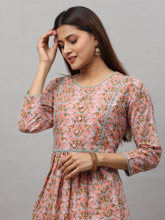 Cotton Block Printed Long Kurta