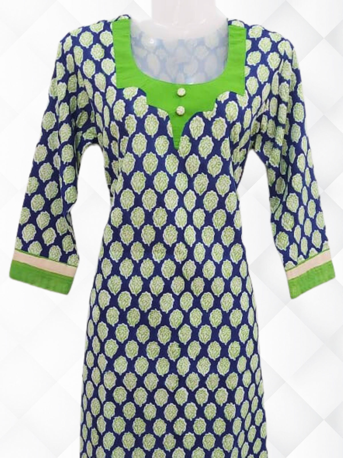 Cotton Block Printed Resham Border Suit Set