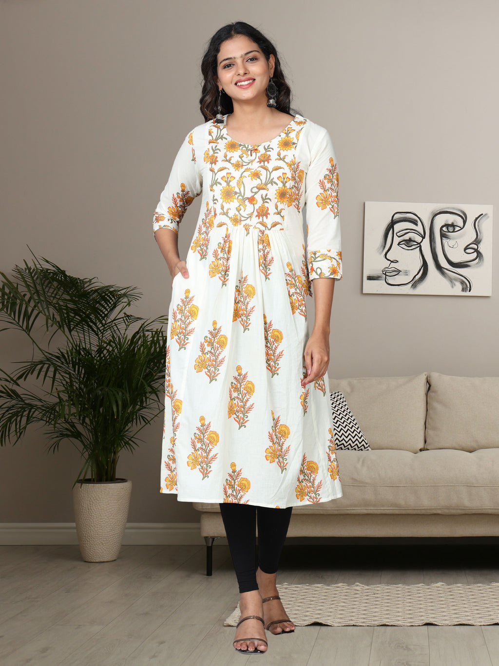 Cotton Block Printed Long Kurta