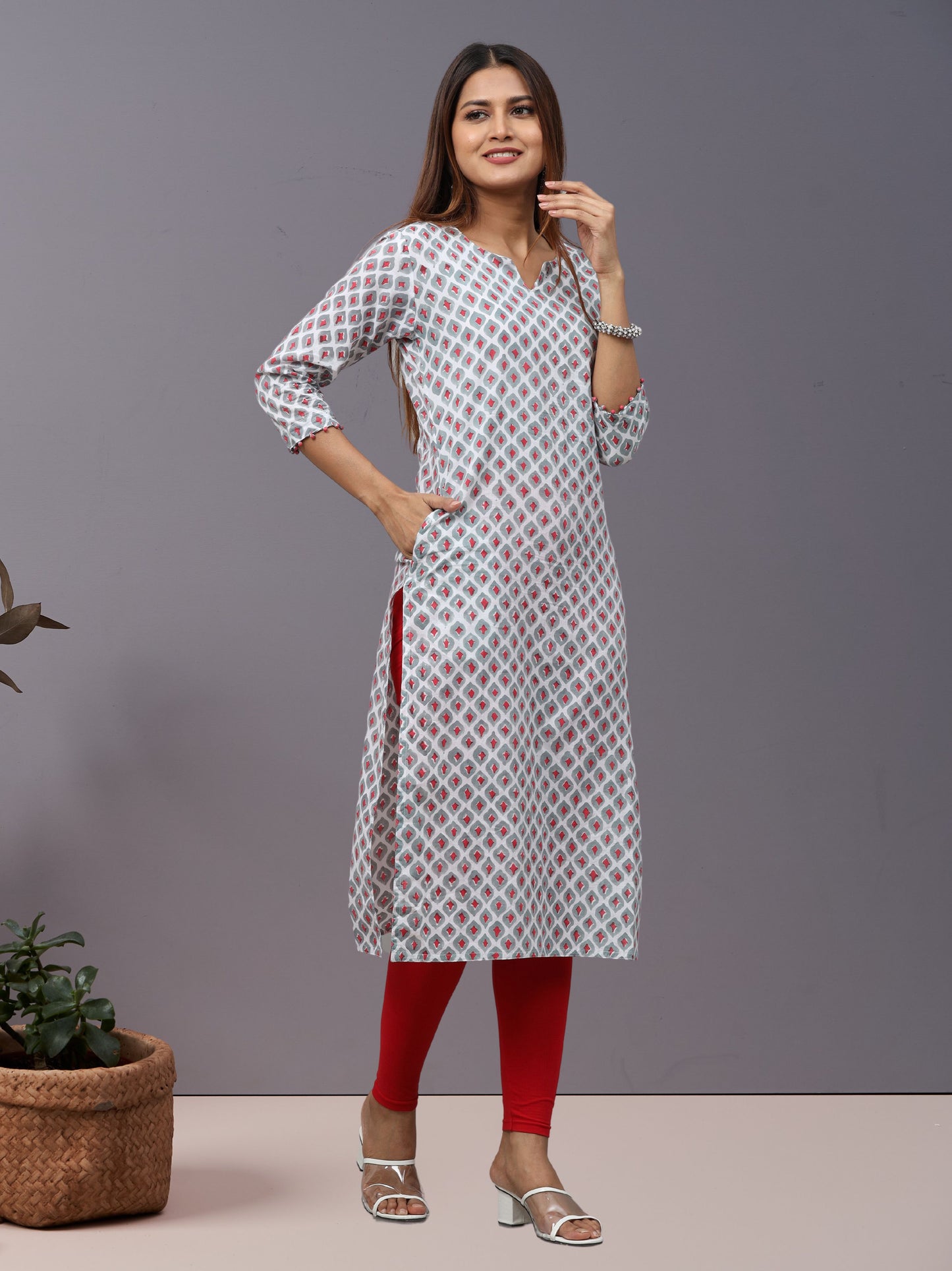 Cotton Block Printed Long Kurta