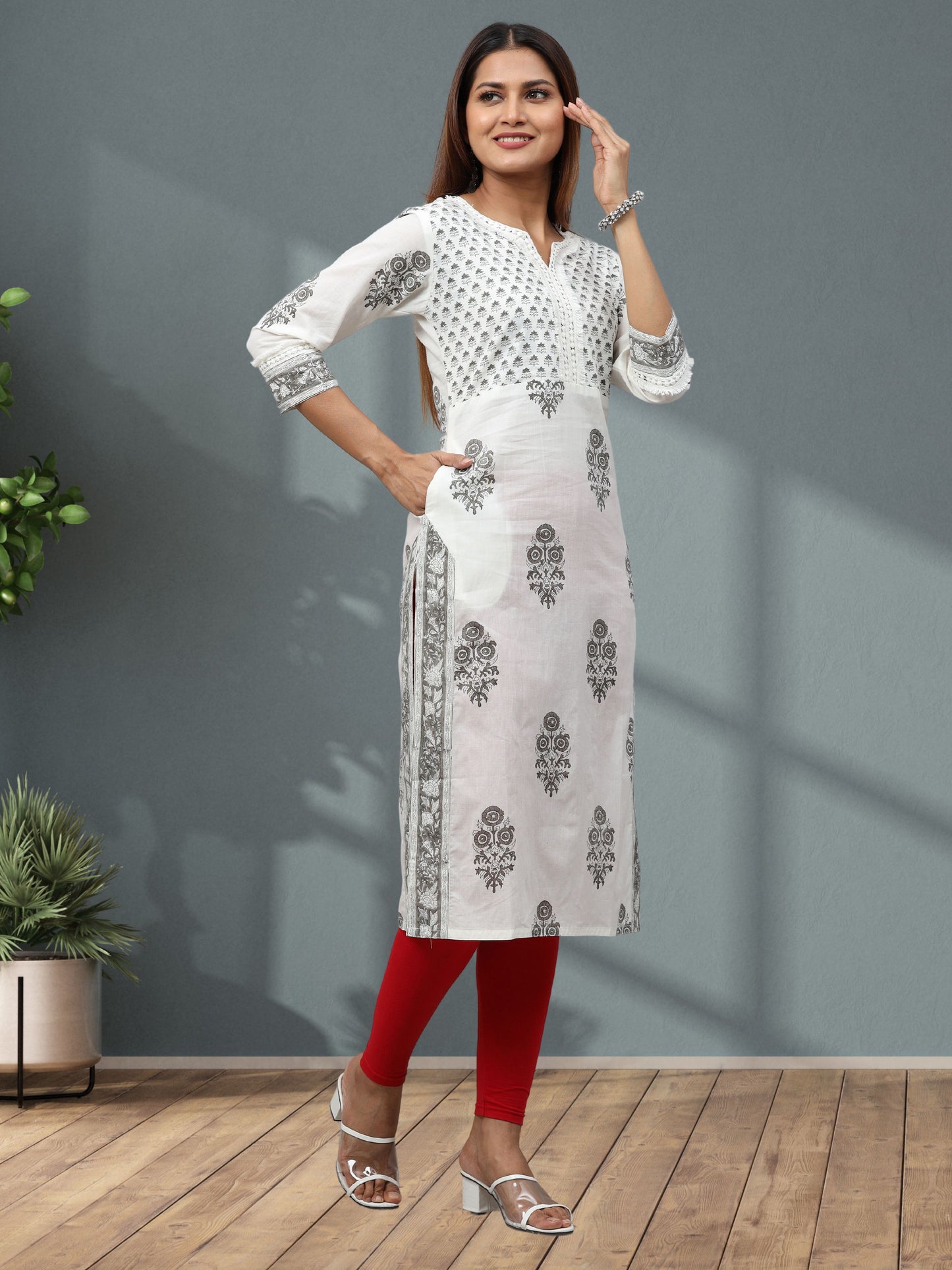 Cotton Sanganeri Block Printed Long Kurta