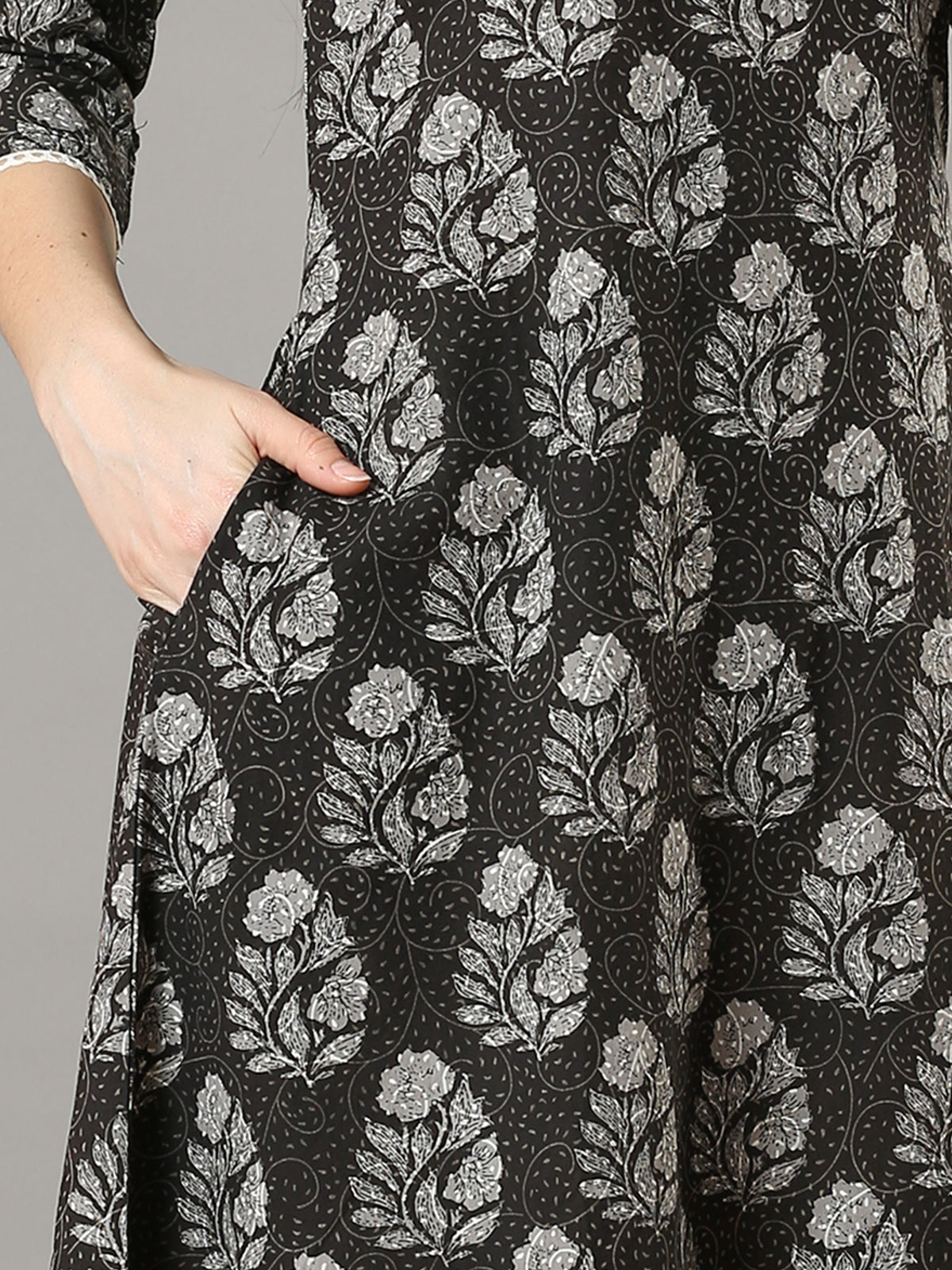 Cotton Block Printed A-Line Long Kurta