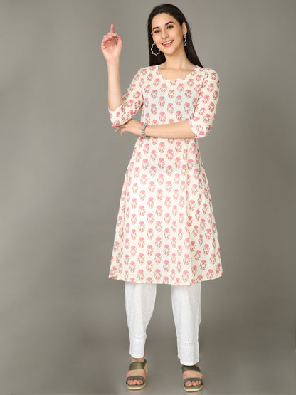 Cotton Block Printed A-Line Kurta