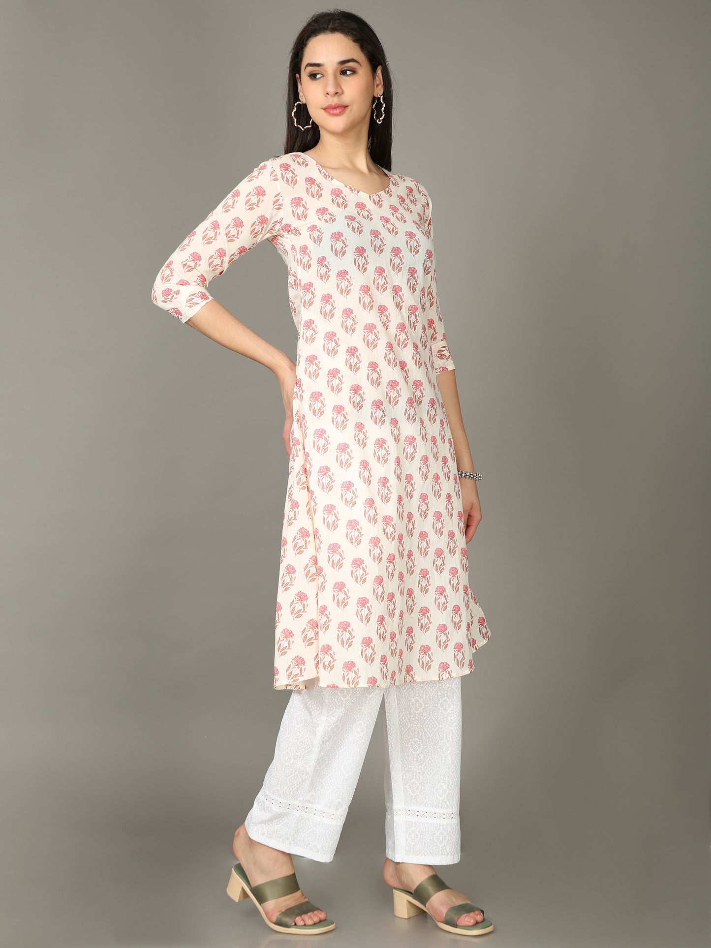 Cotton Block Printed A-Line Kurta