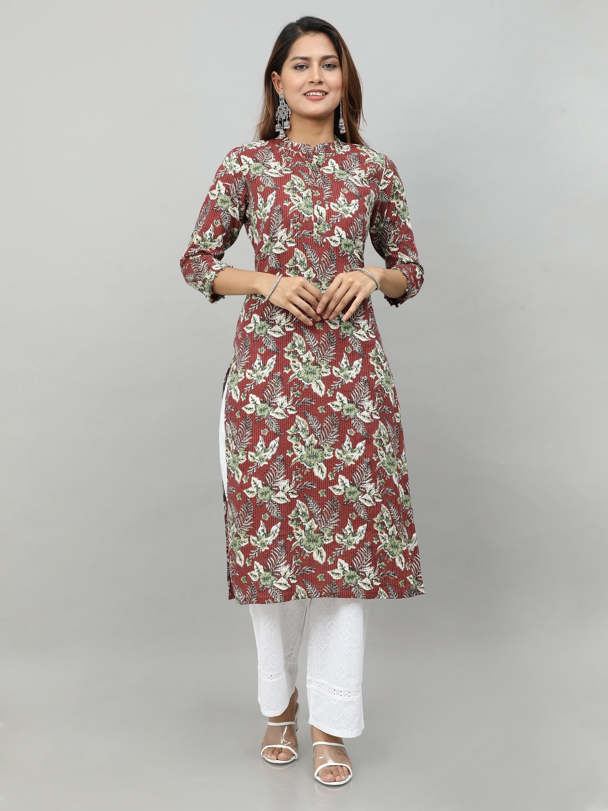 Cotton Kantha Printed Long Kurta