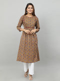 Cotton Block Printed Embroidered Long Kurta