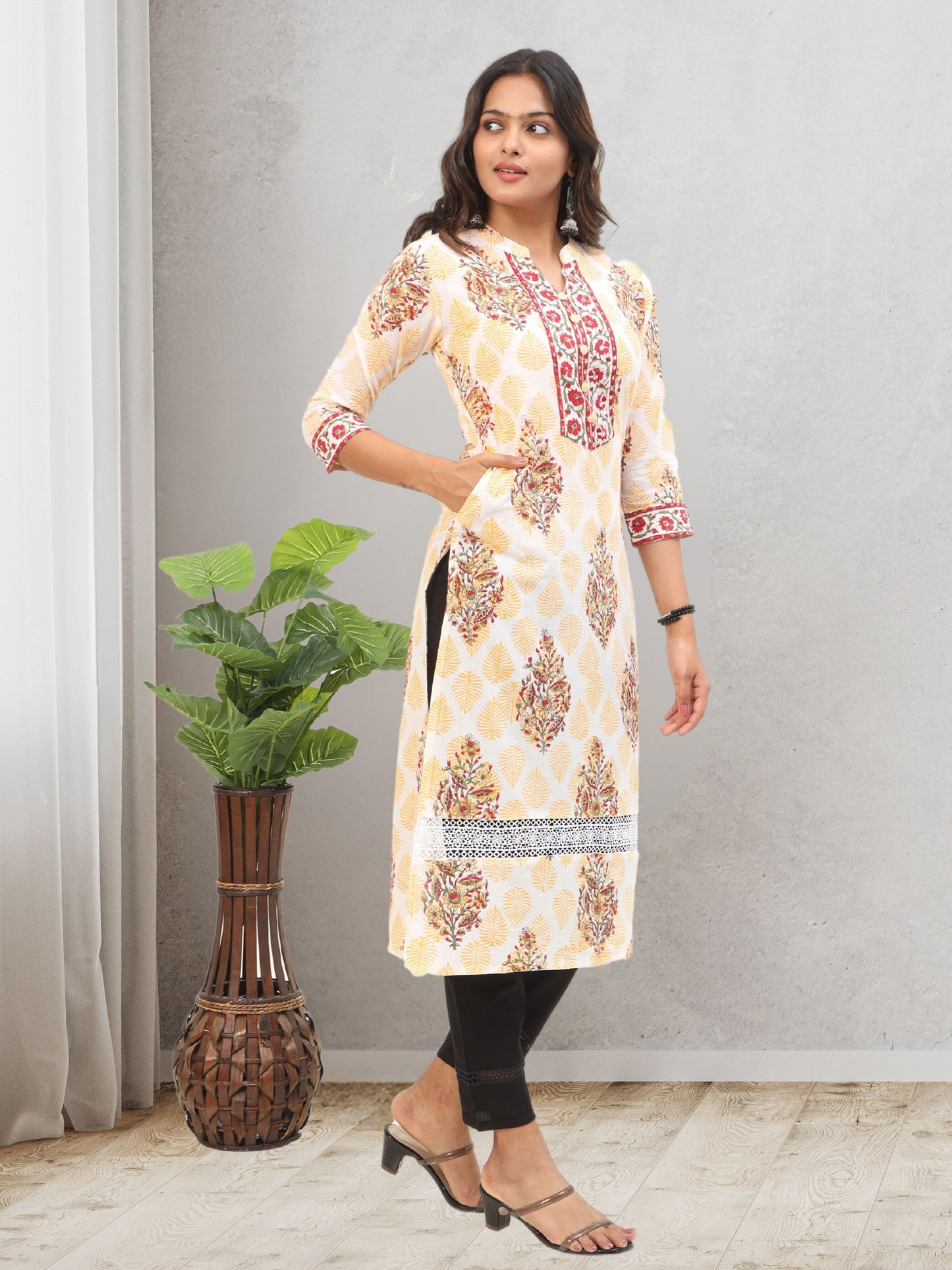 Cotton Hand Block Printed Long Kurta