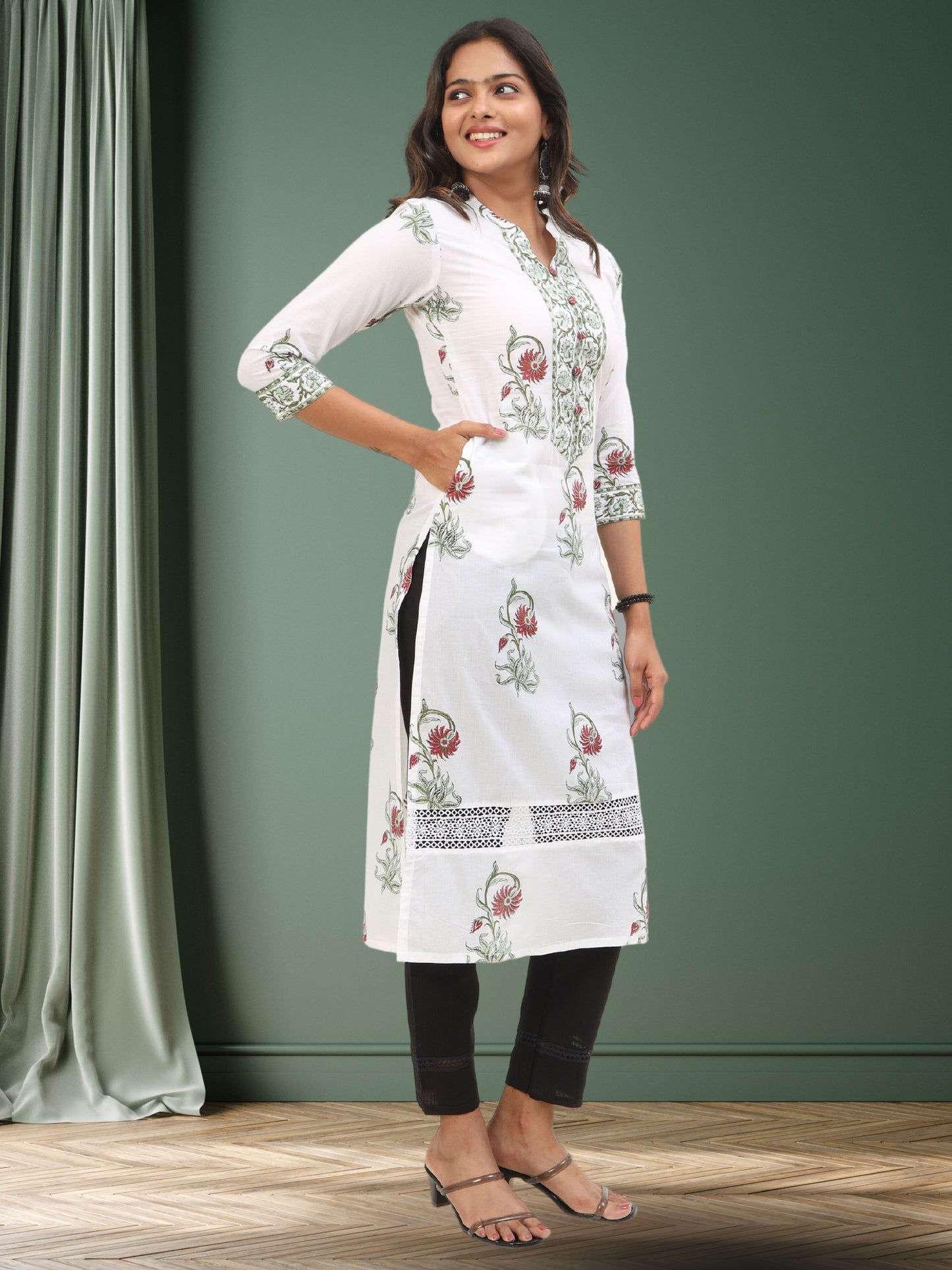 Cotton Hand Block Printed Long Kurta