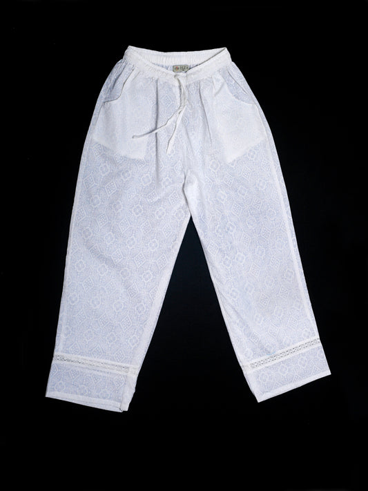 Cotton Printed White Pant