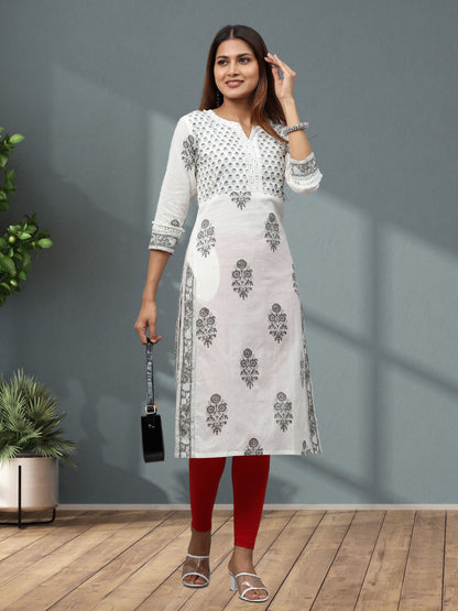 Cotton Sanganeri Block Printed Long Kurta