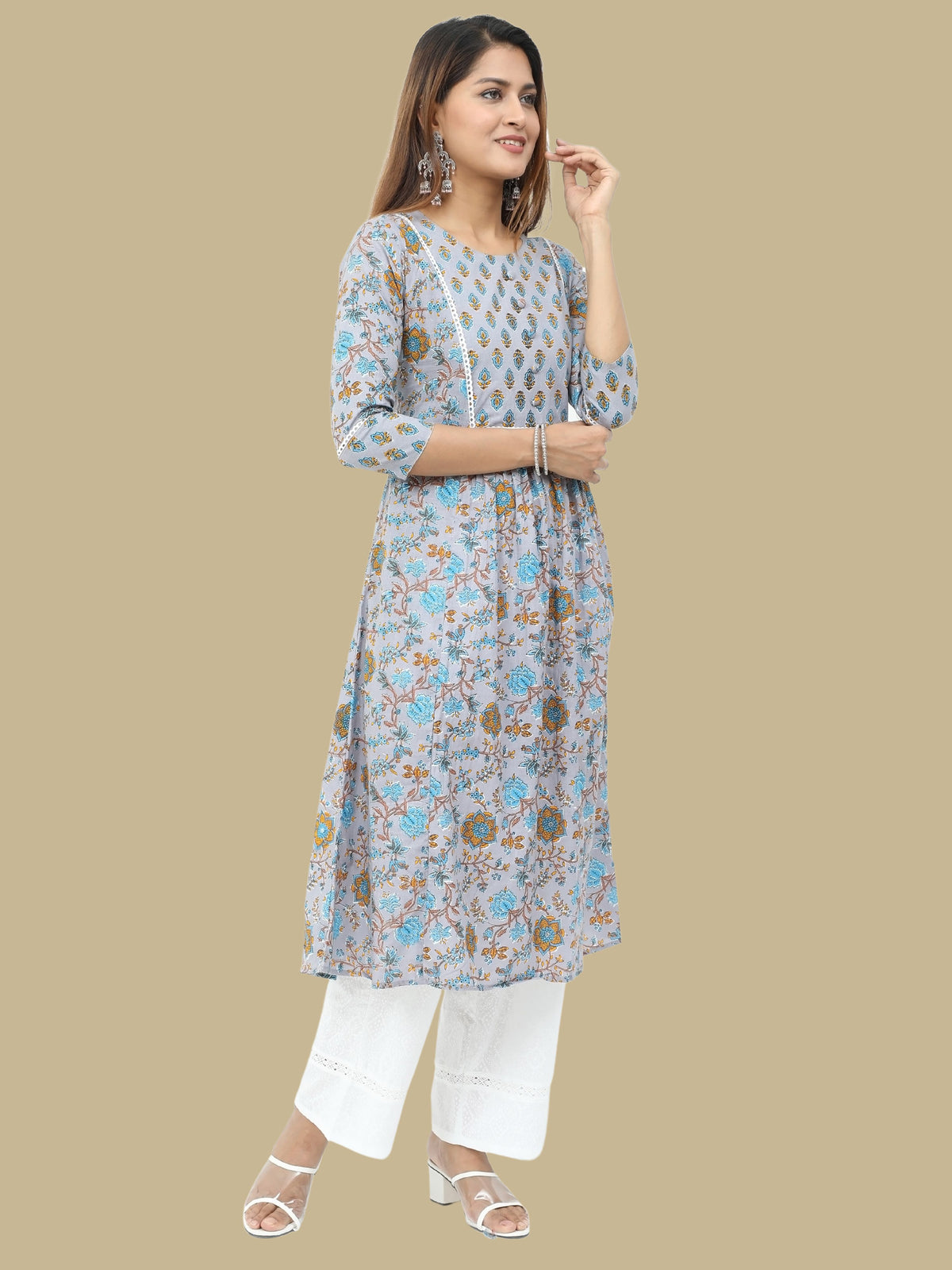 Cotton Block Printed Long Kurta