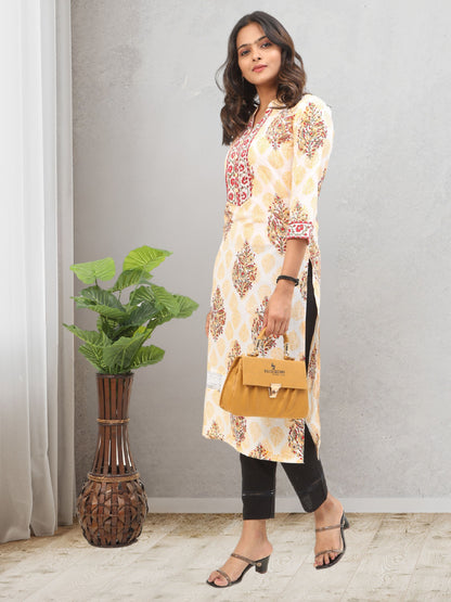 Cotton Hand Block Printed Long Kurta