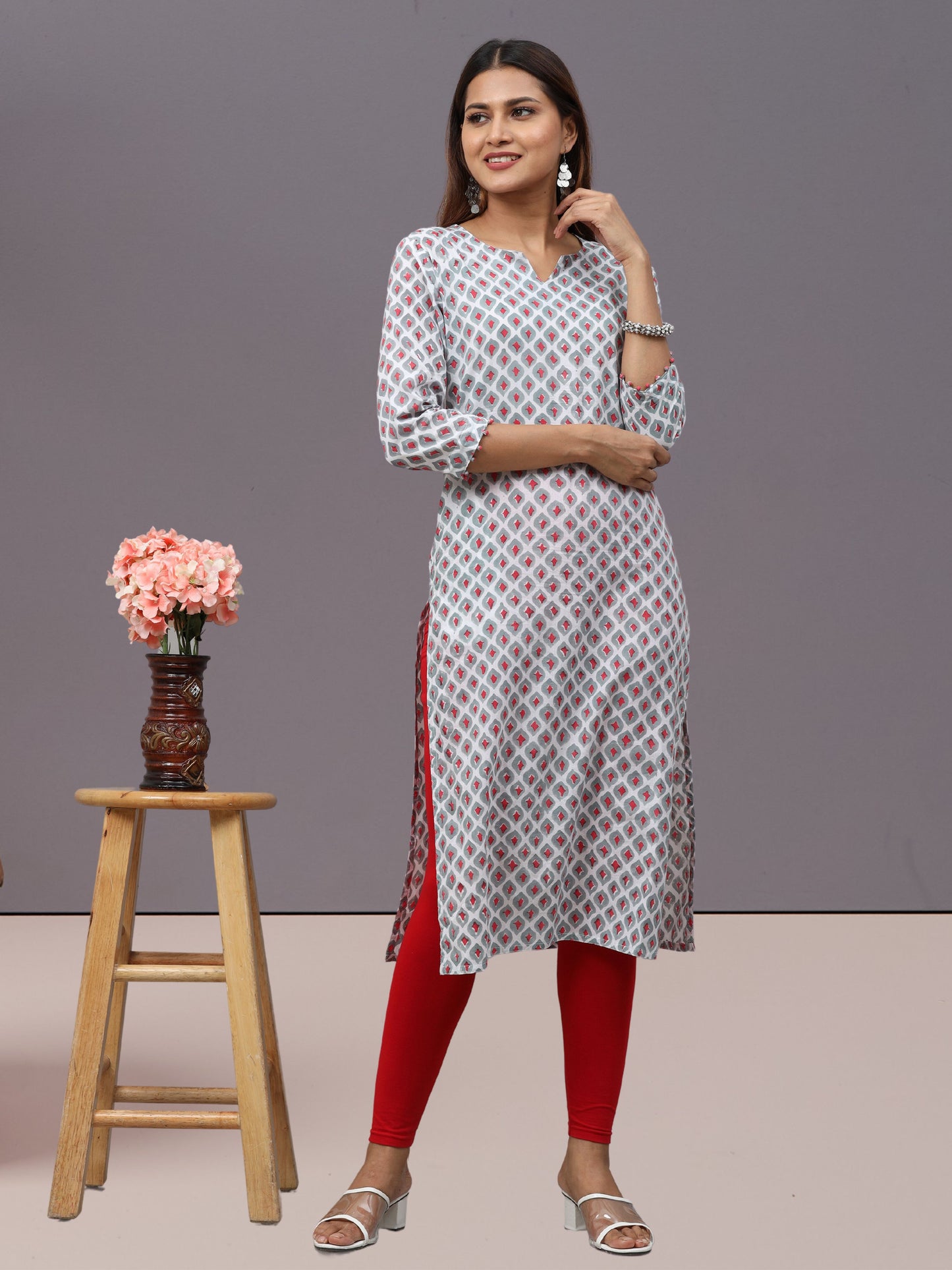 Cotton Block Printed Long Kurta