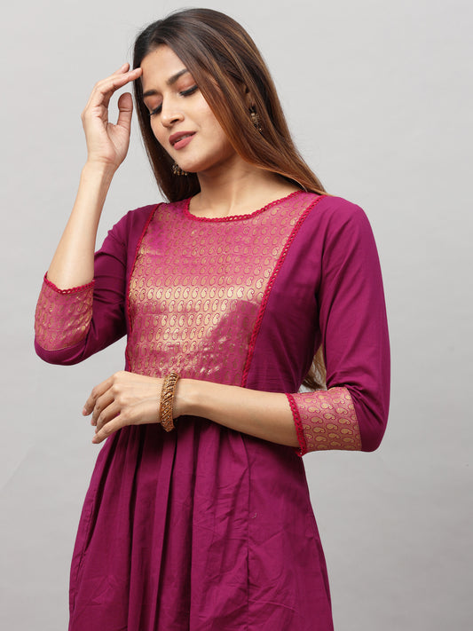 Cotton Jacquard Designed Long Kurta