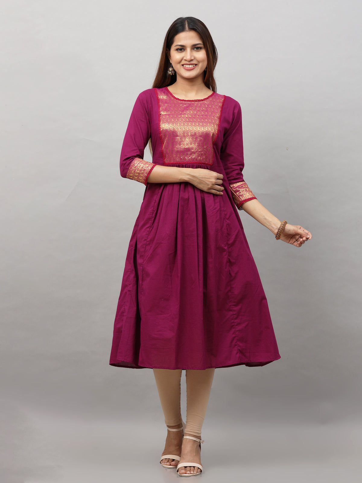 Cotton Jacquard Designed Long Kurta