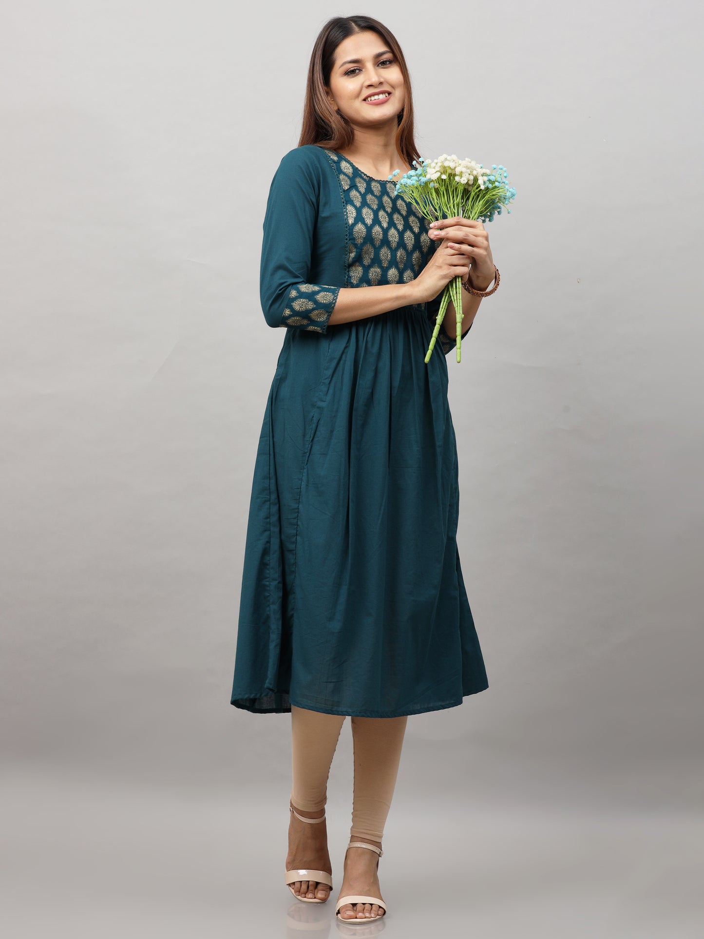 Cotton Jacquard Designed Long Kurta