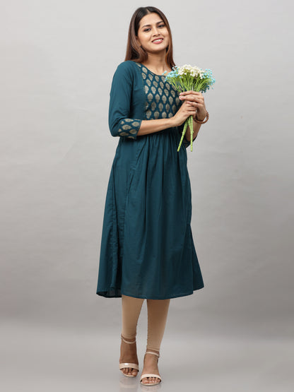 Cotton Jacquard Designed Long Kurta