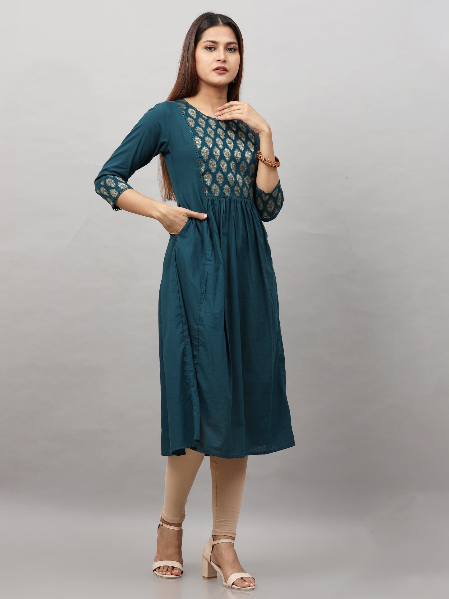 Cotton Jacquard Designed Long Kurta