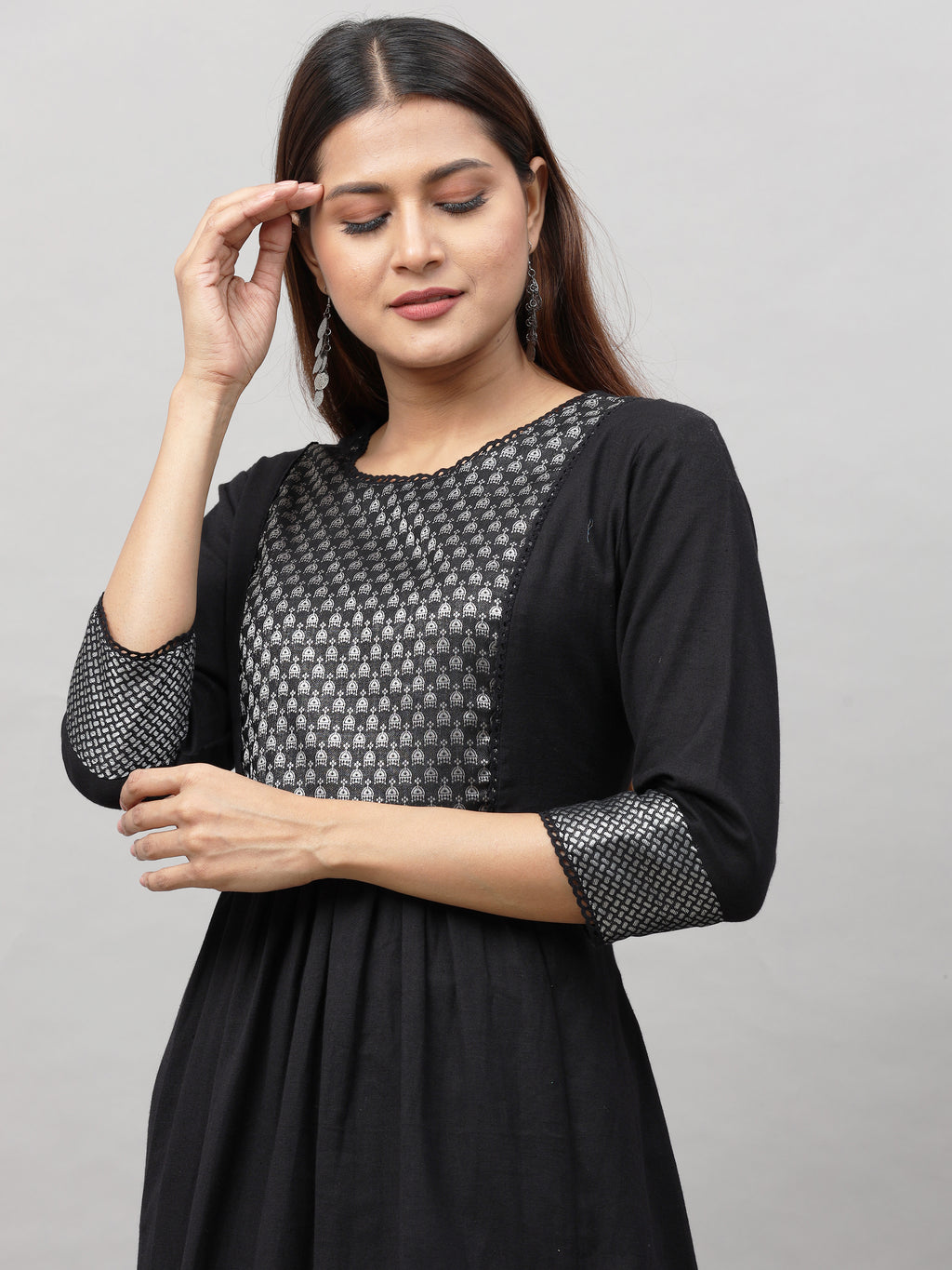 Cotton Jacquard Designed Long Kurta